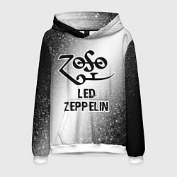 Толстовка-худи мужская Led Zeppelin glitch на светлом фоне, цвет: 3D-белый