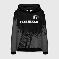 Мужская толстовка Honda speed на темном фоне со следами шин посереди