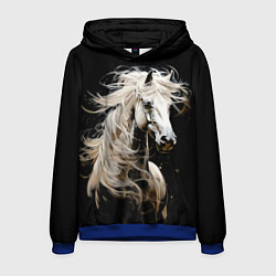 Толстовка-худи мужская Лошадь белая в ночи, цвет: 3D-синий