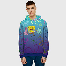 Толстовка-худи мужская Spongebob workout, цвет: 3D-синий — фото 2