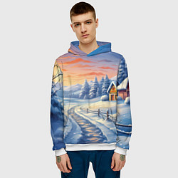 Толстовка-худи мужская Предновогодний восход, цвет: 3D-белый — фото 2