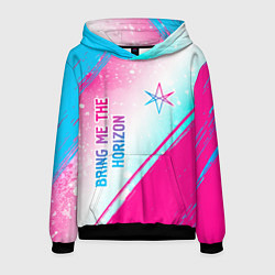 Толстовка-худи мужская Bring Me the Horizon neon gradient style вертикаль, цвет: 3D-черный