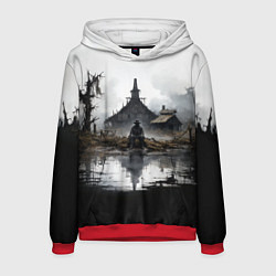 Толстовка-худи мужская Изба на болоте, цвет: 3D-красный