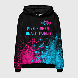 Толстовка-худи мужская Five Finger Death Punch - neon gradient посередине, цвет: 3D-черный