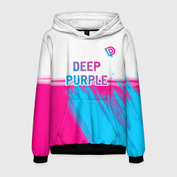 Толстовка-худи мужская Deep Purple neon gradient style посередине, цвет: 3D-черный