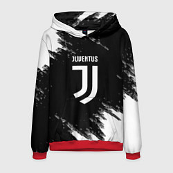 Толстовка-худи мужская Juventus спорт краски черно белый, цвет: 3D-красный