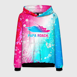 Толстовка-худи мужская Papa Roach neon gradient style, цвет: 3D-черный