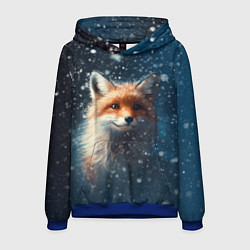 Толстовка-худи мужская Fox in the snow, цвет: 3D-синий