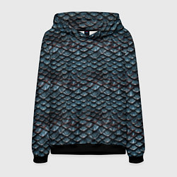 Толстовка-худи мужская Dragon scale pattern, цвет: 3D-черный