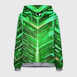 Толстовка-худи мужская Зелёные неон полосы киберпанк, цвет: 3D-меланж