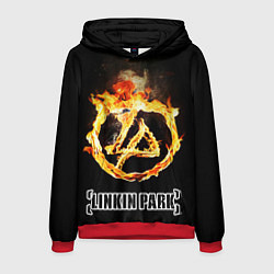 Толстовка-худи мужская Linkin Park - fire logo, цвет: 3D-красный