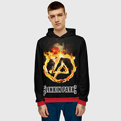 Толстовка-худи мужская Linkin Park - fire logo, цвет: 3D-красный — фото 2