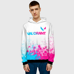 Толстовка-худи мужская Valorant neon gradient style посередине, цвет: 3D-черный — фото 2