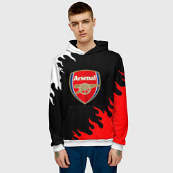 Толстовка-худи мужская Arsenal fc flame, цвет: 3D-белый — фото 2