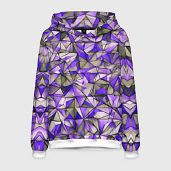 Толстовка-худи мужская Маленькие фиолетовые треугольники, цвет: 3D-белый
