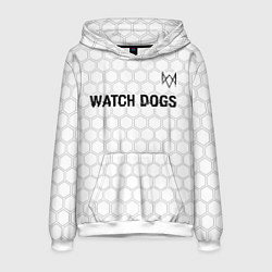 Толстовка-худи мужская Watch Dogs glitch на светлом фоне посередине, цвет: 3D-белый