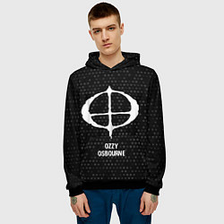 Толстовка-худи мужская Ozzy Osbourne glitch на темном фоне, цвет: 3D-черный — фото 2