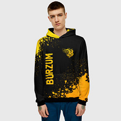 Толстовка-худи мужская Burzum - gold gradient вертикально, цвет: 3D-черный — фото 2