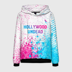 Толстовка-худи мужская Hollywood Undead neon gradient style посередине, цвет: 3D-черный