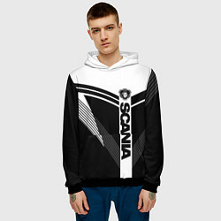 Толстовка-худи мужская Scania логотип на абстрактном фоне, цвет: 3D-черный — фото 2