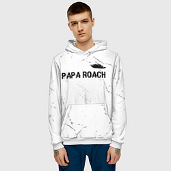 Толстовка-худи мужская Papa Roach glitch на светлом фоне посередине, цвет: 3D-белый — фото 2