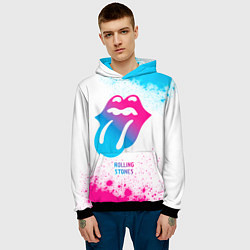 Толстовка-худи мужская Rolling Stones neon gradient style, цвет: 3D-черный — фото 2