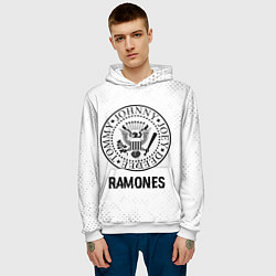 Толстовка-худи мужская Ramones glitch на светлом фоне, цвет: 3D-белый — фото 2