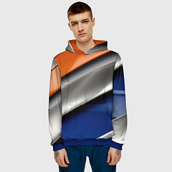 Толстовка-худи мужская Разноцветные полоски, цвет: 3D-синий — фото 2