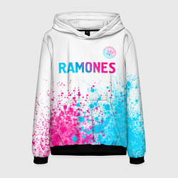 Толстовка-худи мужская Ramones neon gradient style посередине, цвет: 3D-черный