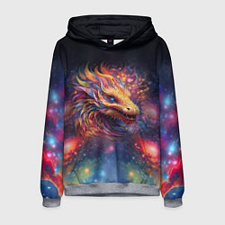Толстовка-худи мужская Космический дракон - символ года, цвет: 3D-меланж