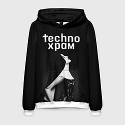 Толстовка-худи мужская Techno храм вожделение, цвет: 3D-белый