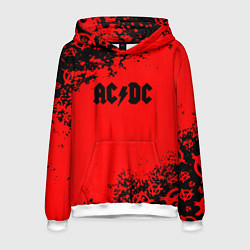 Толстовка-худи мужская AC DC skull rock краски, цвет: 3D-белый
