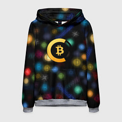 Толстовка-худи мужская Bitcoin logo criptomoney, цвет: 3D-меланж