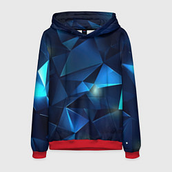 Толстовка-худи мужская Синяя геометрическая абстракция, цвет: 3D-красный