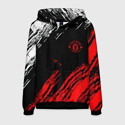 Толстовка-худи мужская ФК Манчестер Юнайтед спортивные краски, цвет: 3D-черный