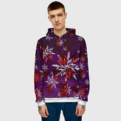 Толстовка-худи мужская Зимние снежинки узоры, цвет: 3D-белый — фото 2