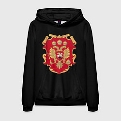 Толстовка-худи мужская Российская империя символика герб щит, цвет: 3D-черный