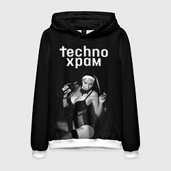 Мужская толстовка Techno храм монашка с бутылкой