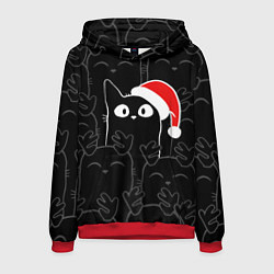 Толстовка-худи мужская New year cats, цвет: 3D-красный