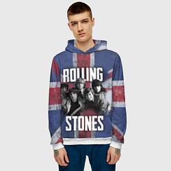 Толстовка-худи мужская Rolling Stones - Great britain, цвет: 3D-белый — фото 2