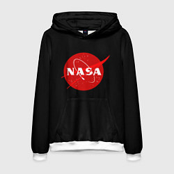 Толстовка-худи мужская NASA redlogo space usa, цвет: 3D-белый