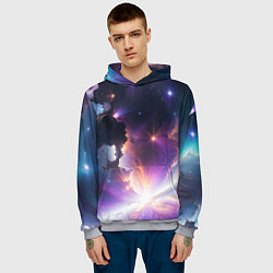 Толстовка-худи мужская Космическая вспышка, цвет: 3D-меланж — фото 2