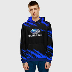Толстовка-худи мужская Subaru текстура авто, цвет: 3D-синий — фото 2