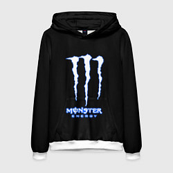 Толстовка-худи мужская Monster energy голубой, цвет: 3D-белый