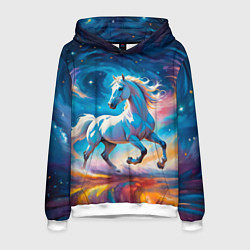 Толстовка-худи мужская Космический скакун, цвет: 3D-белый