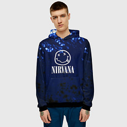 Толстовка-худи мужская Nirvana рок краски, цвет: 3D-черный — фото 2