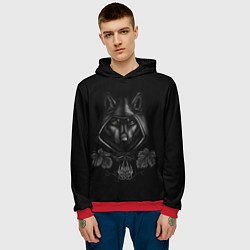Толстовка-худи мужская Волк маг с символом, цвет: 3D-красный — фото 2