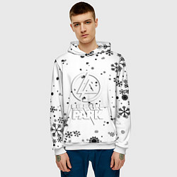 Толстовка-худи мужская Linkin park текстура зима рок, цвет: 3D-белый — фото 2