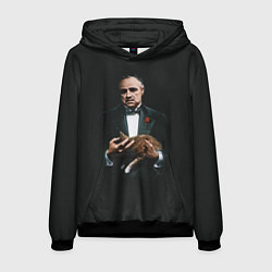 Толстовка-худи мужская Крестный отец и кот, цвет: 3D-черный