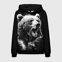 Толстовка-худи мужская Медведь на охоте, цвет: 3D-черный